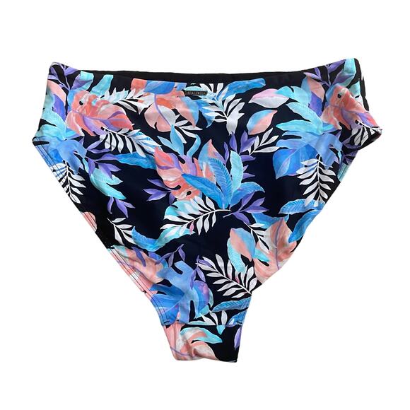Sea Level Floral Print Mid Rise Bikini Bottoms Black Womens Size 10 - Picture 4 of 7